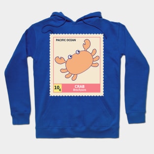 Kawaii Cute Orange Crab, Ocean Stamp Collection, Crab Lover Hoodie